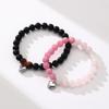 Natural Crystal Bracelet Black Onyx Energy Bracelets Couple Pink Quartz Bead Meditation Lightweight Trinket Fashion Ornaments Jewelry Couples Gifts