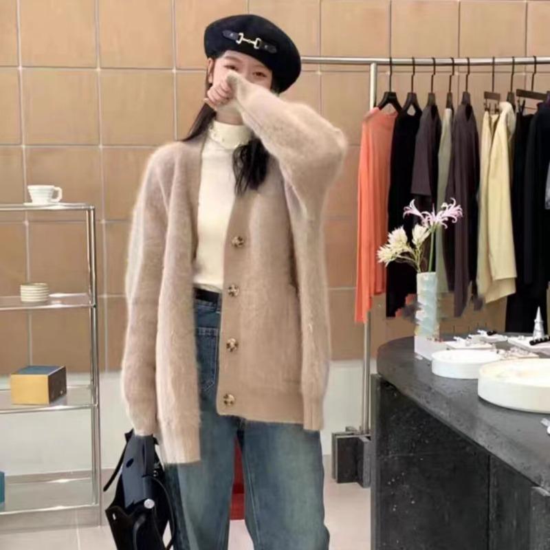 Cappotto in pile di visone da donna autunno inverno tinta unita ampio casual moda cardigan capospalla top