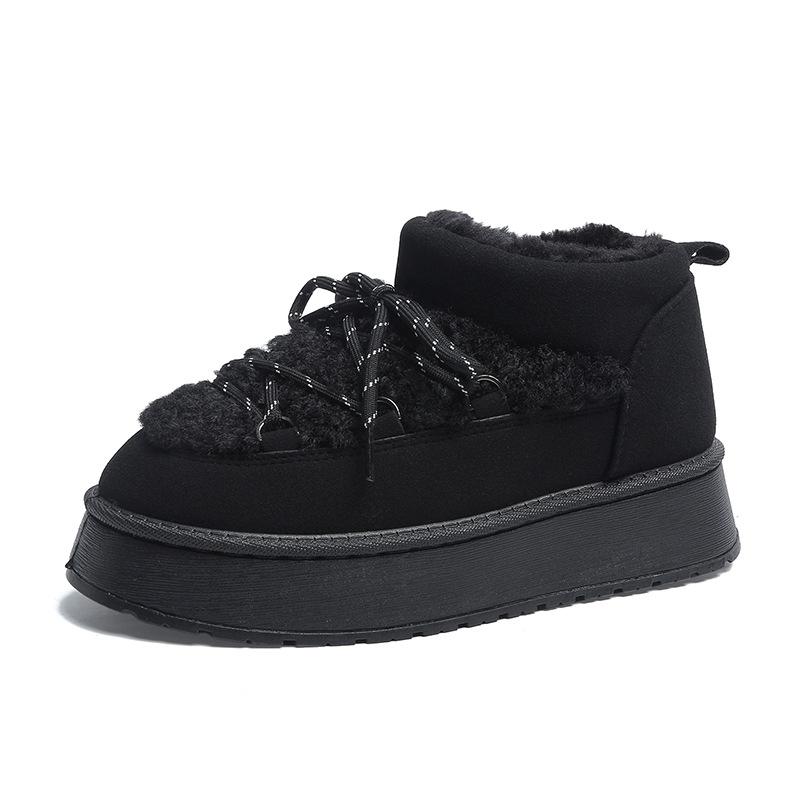 Women's Winter Thick Bottom Lace Up Snow Boots Round Toe Comfortable Short Fashionable Ankle Boots Women