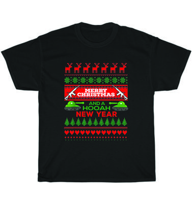 Militär Armee Hässlicher Weihnachtspullover X-Mas Pyjamaparty T-Shirt Unisex Tee Geschenk