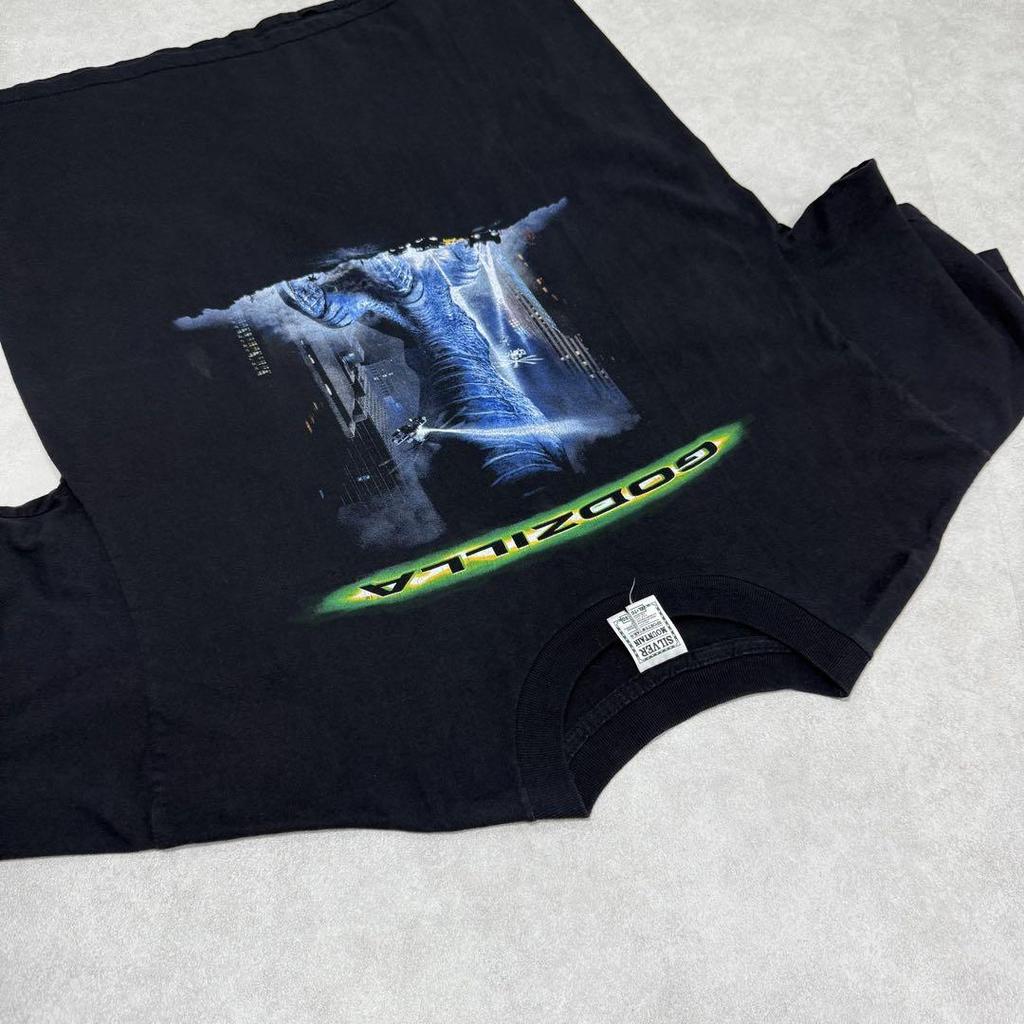 [USED] Vintage 90s Godzilla Short Sleeve Shirt, Anime Movie, Black, Size 3