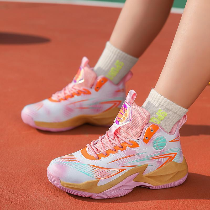 Αθλητικά Παπούτσια Μπάσκετ για Κορίτσια Ψηλό Σχέδιο Διαπνέον Αντιολισθητική Σόλα Αντιστρεπτική Αθλητικά Παπούτσια για Παιδιά Προπόνηση και Καθημερινή Χρήση