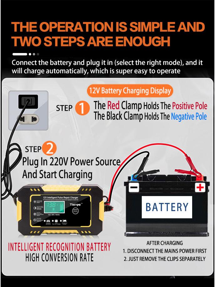 12V 6A Car and Motorcycle Battery Charger