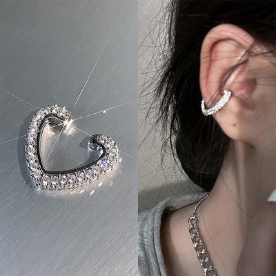 1 PCS Love Heart Zircon Ear Clip Fashion Cute Women Elegant Luxury No Pierced Heart Ear Clips Party Jewelry Gifts
