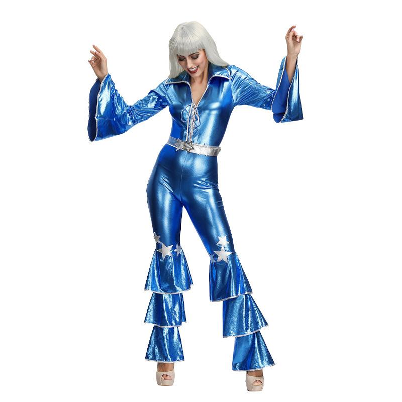Halloween European and American retro disco hippie blue one-piece nightclub stage bar performance costume