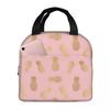 Gold Pineapple Pattern Insulated Lunch Bag for Women Kids Portable Food Boxes Thermal Lunch Box Tote