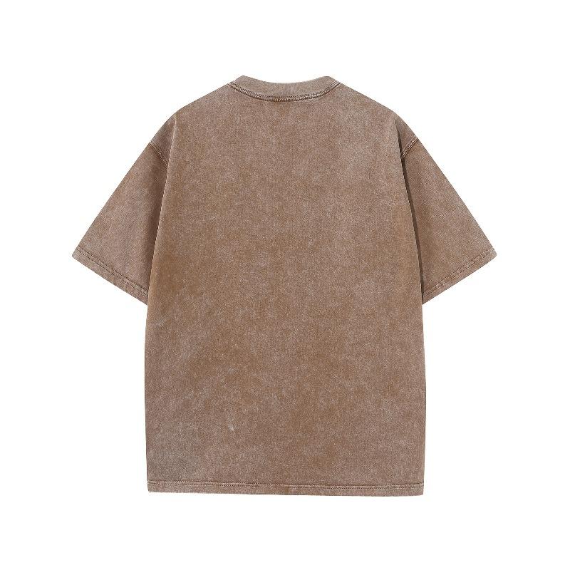 Creative Interesting Letters Casual T-shirt Men'S Pattern Printed Washed Cotton T-shirt,High-quality Thickened Washed Cotton Heavy,Cotton Street Style