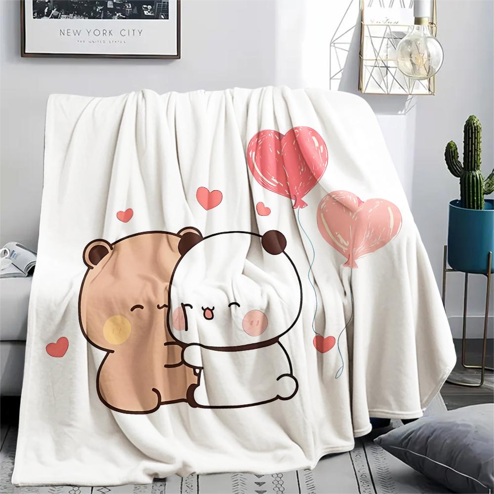 1PC Bubu Dudu Print Flannel Blanket, High quality All Seasons, Home Decor, Warmth and Comfort, Perfect for Christmas Gifts