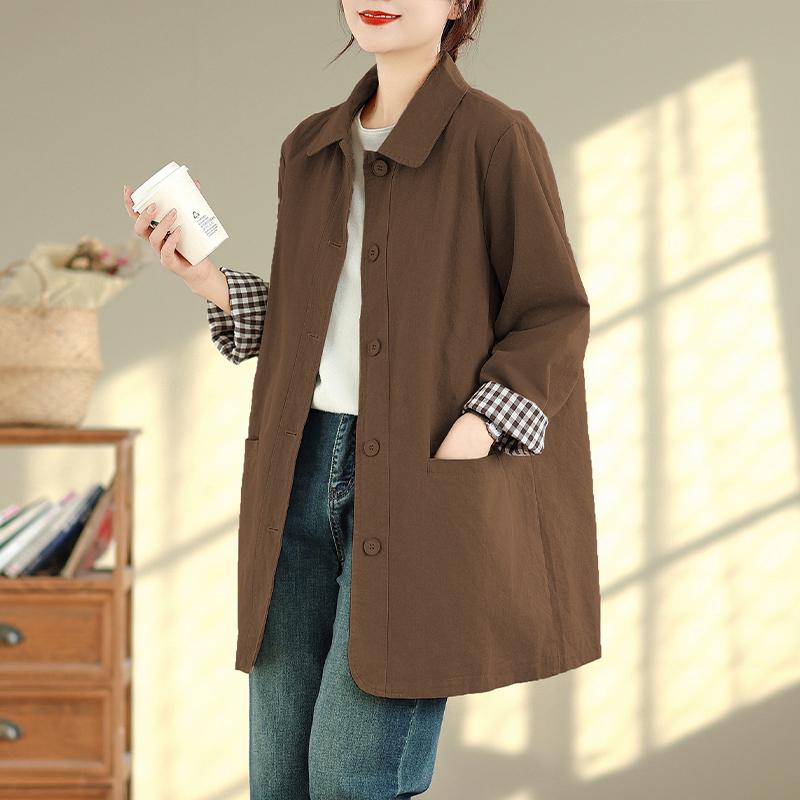 DIMANAF 2025 New Autumn Winter Women Plus Size Coats Jackets Cotton Loose Casual Lady Outerwear Trench