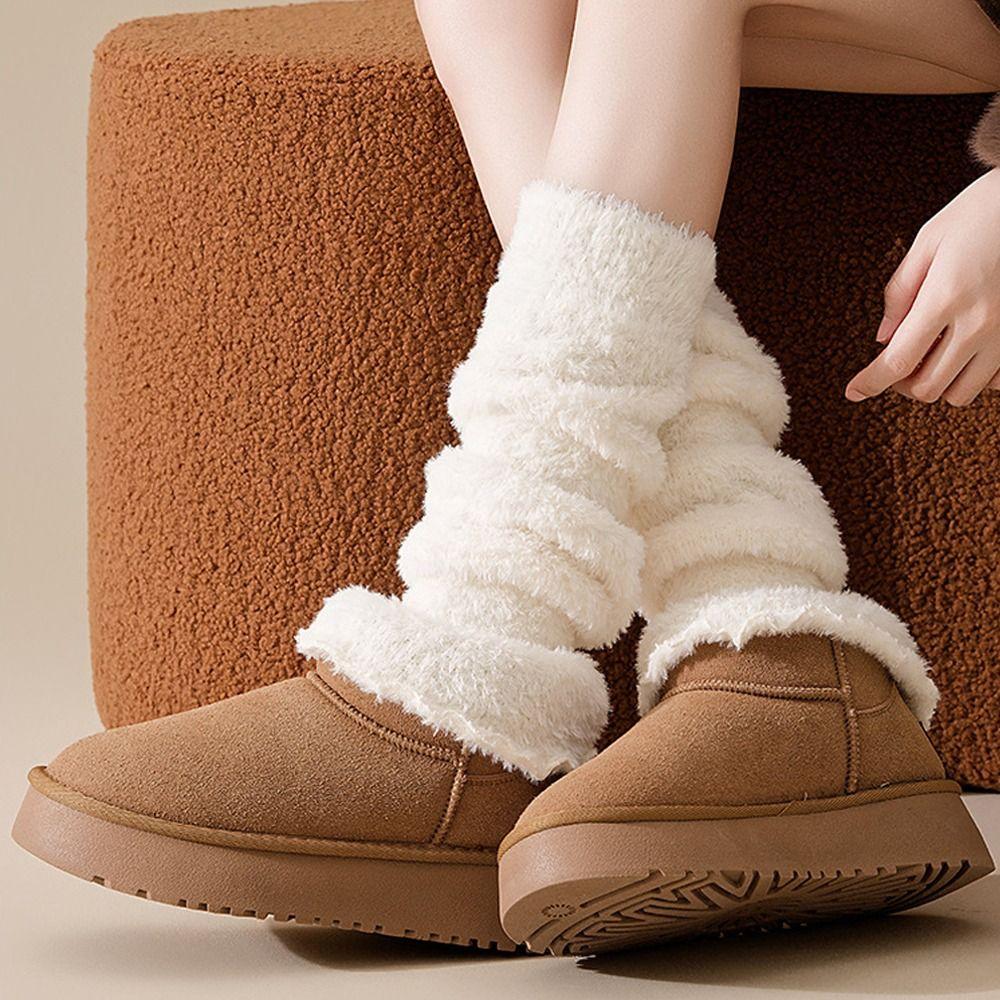 Fashion Solid Color Leg Warmers Thickened Coral Fleece Socks Warm Foot Cover Heap Socks Spring, Autumn and Winter