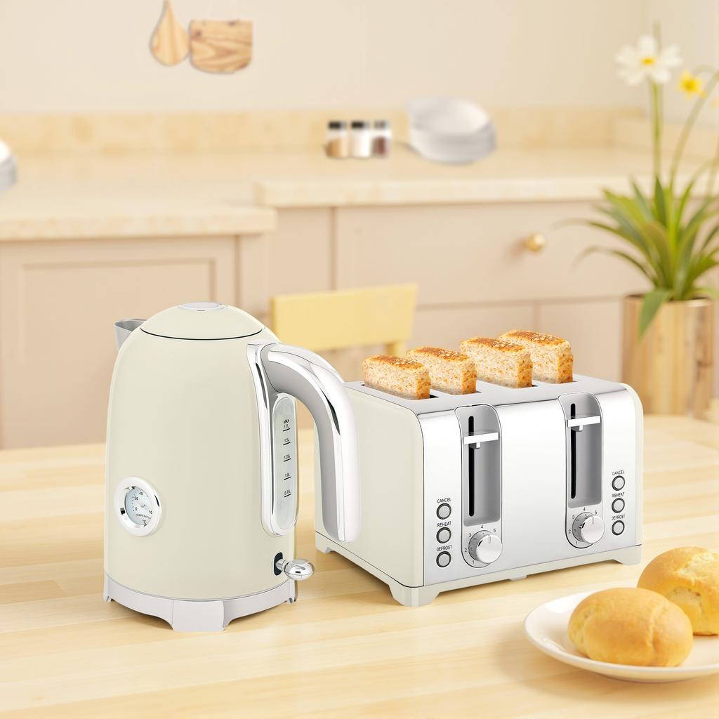 Retro 3000W Kettle and Toaster Set - Grey