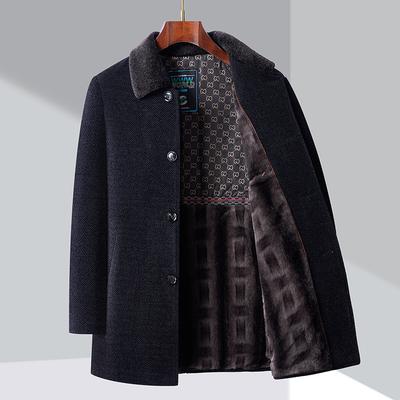 Autumn and Winter Middle-aged Men's Fleece Thickened Jacket Lapel Business Casual Thermal Jacket
