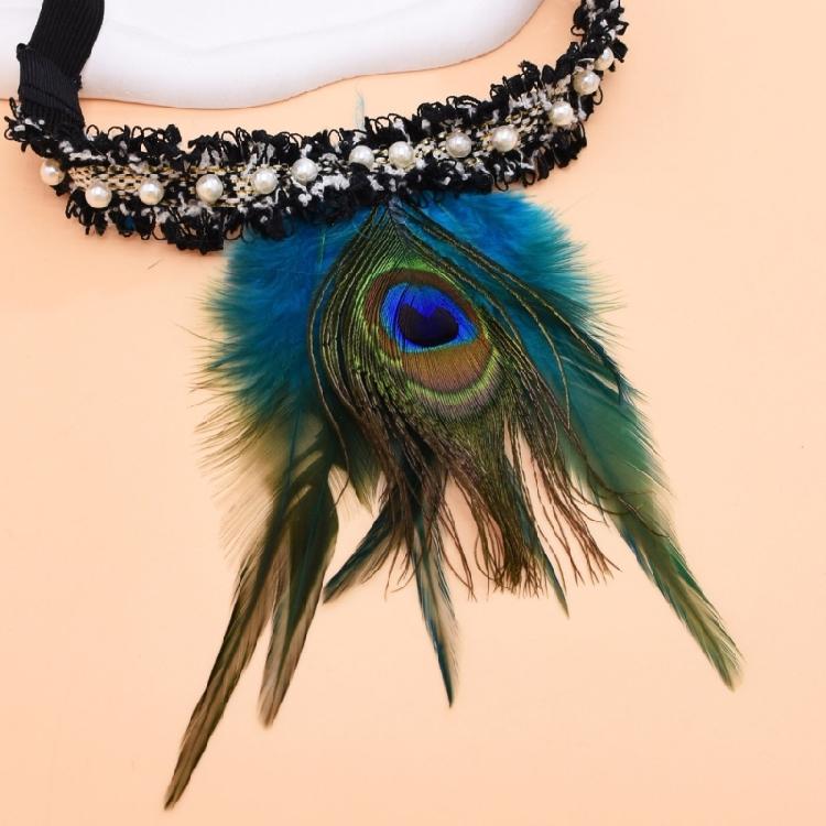 Feathered Headpiece Elastic Headband 1920s Flapper Headband Costume Accessories for Women Wedding Prom Masquerade Party