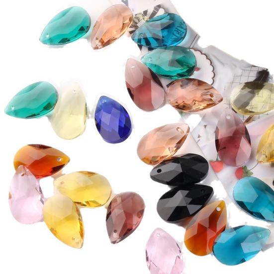 20Pcs Glass Water Drop Pendant Set 2mm Hole Size Clear Necklaces Bracelets Hair Stick Pendant DIY Jewelry Making Supplies