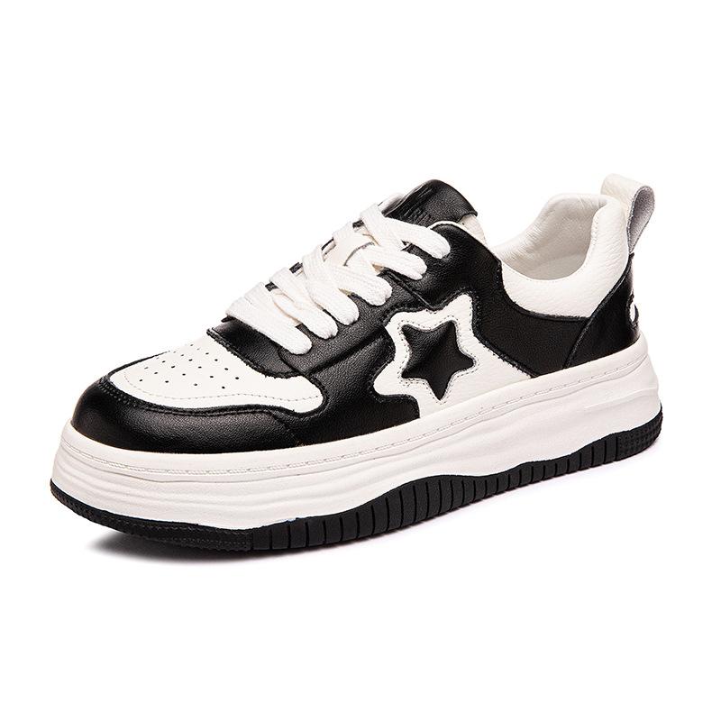 Star Small White Shoes Women's Leather  New Spring Lightweight Sports Casual Shoes Flat Bottom Student Fashion Korean Shoes
