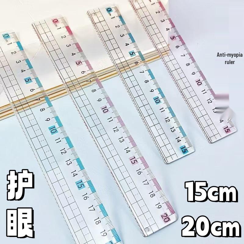 Anti-Myopia Wavy Line Ruler for Primary Students, 20cm/15cm Plastic Drawing Scale 15cm