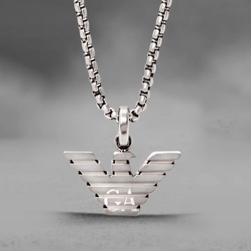 Emporio Armani Classic Logo Series Eagle Mark Trendy Light Luxury Necklace Men necklace Silver EGS3169040