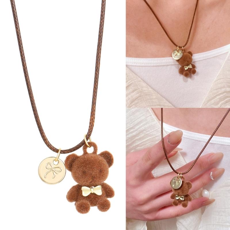 Fashionable Lovely Sturdy Plush Bear Pendant Necklace Designs for Trendy Girls and Personalize Styles Enthusiasts