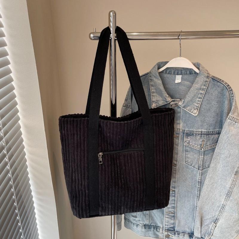 All-matching Women's Large-capacity Tote Bag Simple Artistic Corduroy Shoulder College Students 'commuting Handbag
