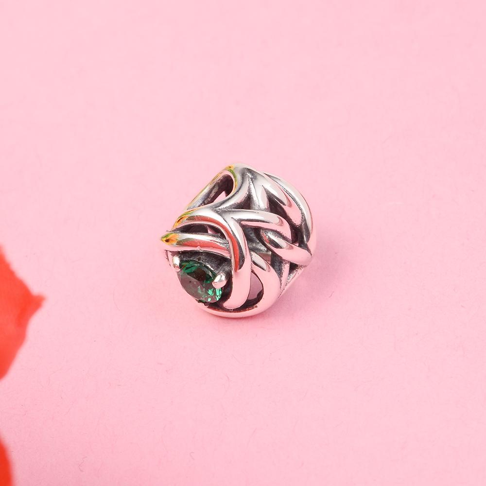 

2022 Новый Зеленый Круглый Шарм Стерлингового Серебра 925 Кристаллические Бусины Подходит для Европейских Браслетов Женщин DIY Изготовление Ювелирных Изделий