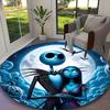 1pc Jack Skellington Nightmare Pastel Floral Blue Printed Chair Rug for Home Office Use, Living Room Kitchen Game Room Round Carpet