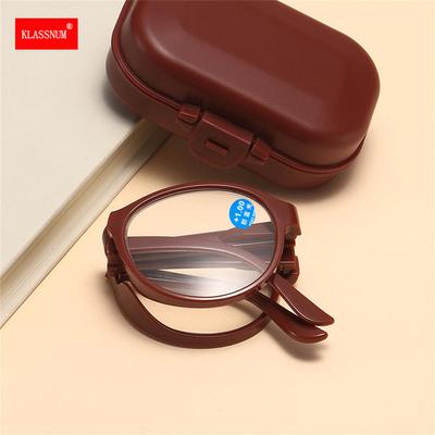 KLASSNUM Folding Reading Glasses Women Plus Diopter +1.0 To +4.0 Prescription Eyewear With Portable Case Magnify Glasses Men