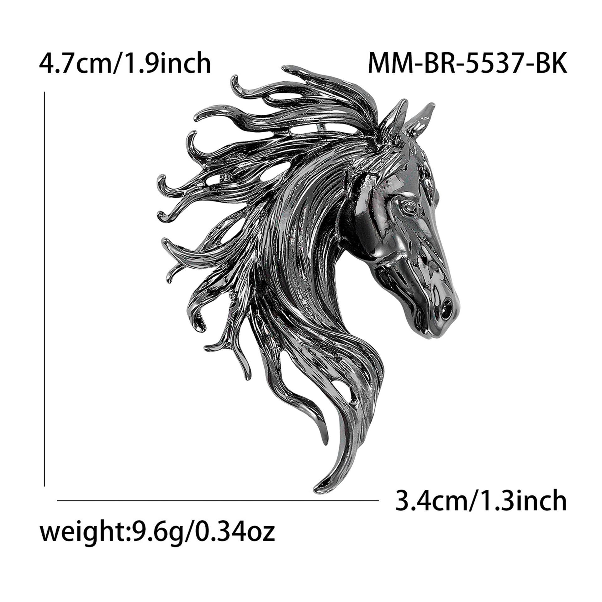 

Glossy Horse Head Brooch for Women Zodiac Animal Pins Casual Party Accessories New Year Gifts
