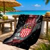 Football Crest Heartbeat Printed Microfiber Beach Towel, Soft And Absorbent, Quick-Dry, Ideal for Summer Travel, Beach Essential, Swimming Pool