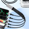 Right Angle USB A Male to 5 Type-C Male Cord 150cm Multi Charging Data Cable 66W USB Fast Charging Cord for Phone