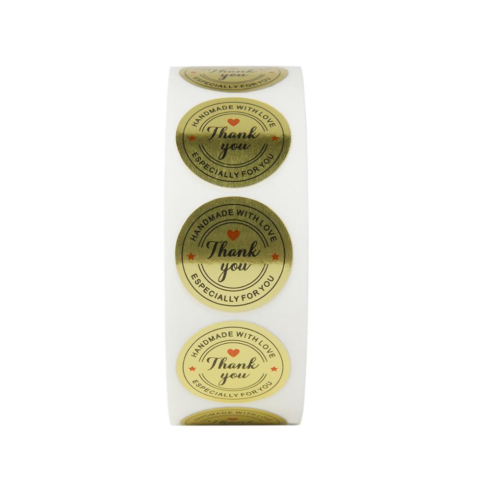 50-500pcs Labels Stickers Round Shape Gold Love Thank You Stickers Seal Labels Scrapbooking For Package Stationery Sticker 1in