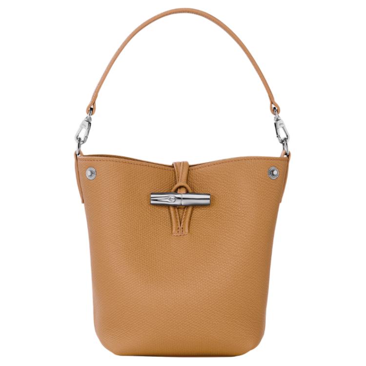

Longchamp Le Roseau Bamboo Buckle Closure Detachable Handle Leather Bucket Bag Medium Women Handbags Walnut 10279HFP371 Shopping Bag Set(Basic Set+Shopping Bag)