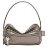 Camero Logo Pendant Zipper Closure Calfskin Shoulder Tote Bag Small Women Handbags Gray-Brown C10240-CGZ