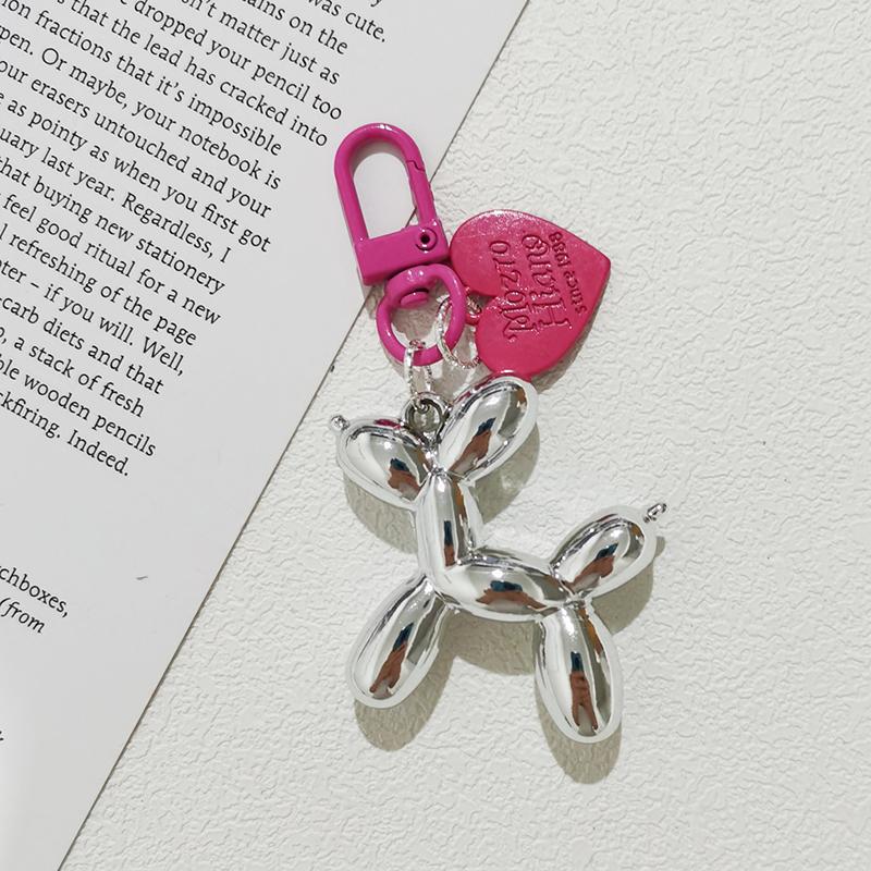 Y2K Korean Cute 3D Balloon Dog Charm Key Chain for Iphone Accessories Trendy Heart Mobile Phone Lanyard Phone Bag Decorations
