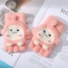 Autumn and Winter New Cute Girl Dumpling Flip Gloves Fresh and Sweet Versatile Thickened Plush Half-finger Gloves