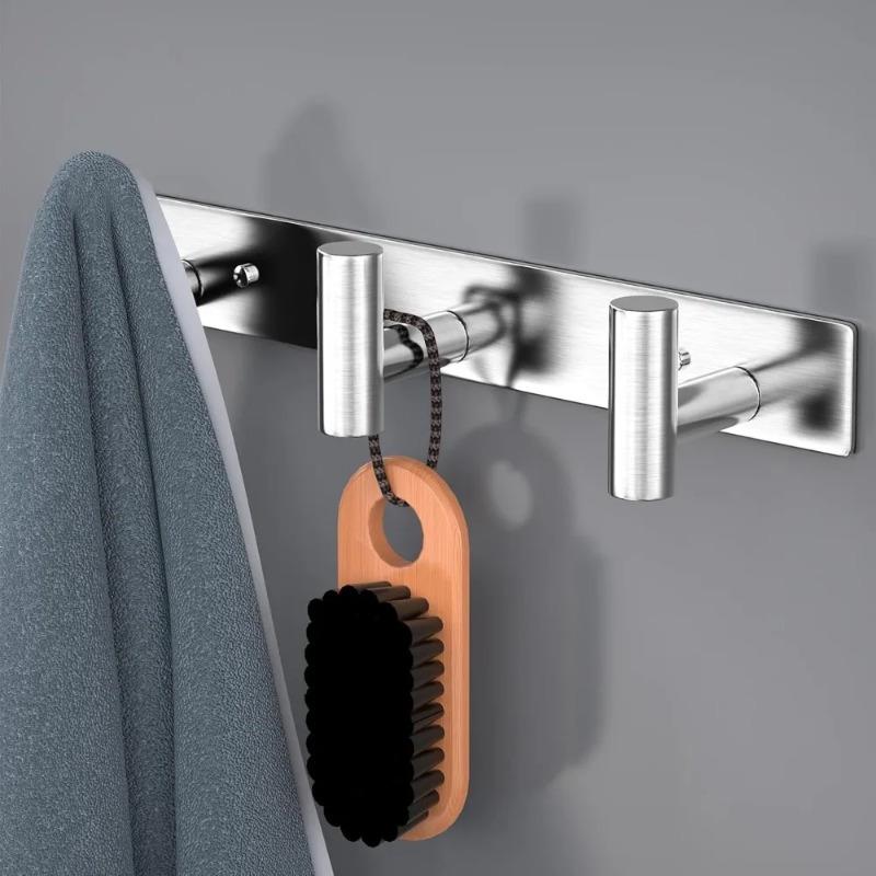 Coat Hooks Wall Mount, Stainless Steel 3 Hooks Wall Hooks T Shaped Coat Hanger Wall Mount, Heavy Duty Silver Towel Hooks Purse