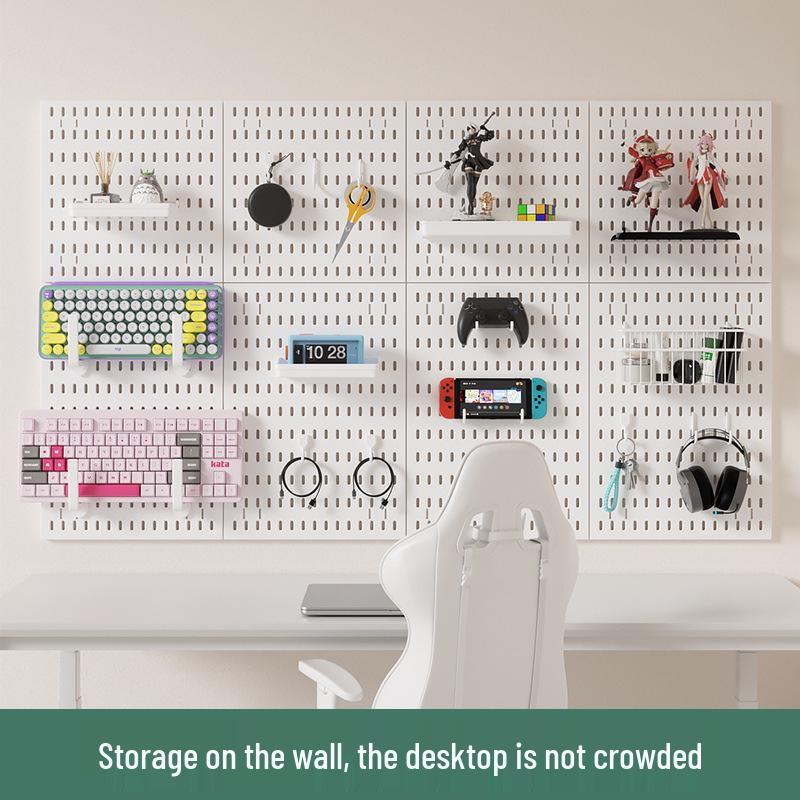 Pegboard Wall Organizer - No-Drill DIY Storage Shelf for Study Room or Desk