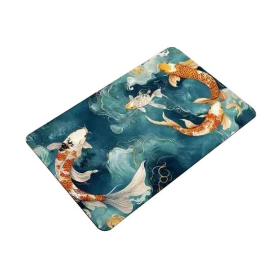 3D Optical Illusion Rug Realistic Fish Pond Area Rug Washable Goldfish Pond Doormat Non-Slip Floor Mat for Kids Playroom Living Room Bedroom Entrance