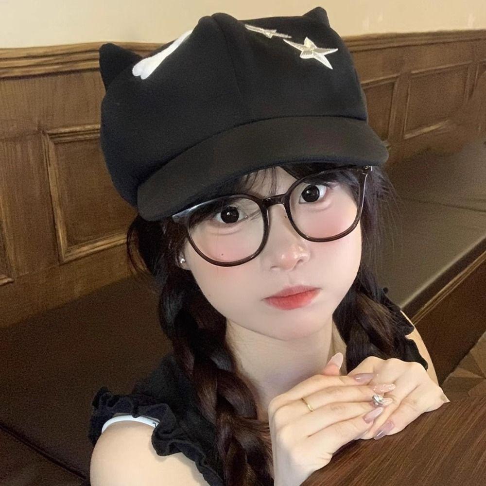 Y2k Cat Ears Baseball Cap Cute Visor Cap Fashion Star Peaked Hat  Streetwear