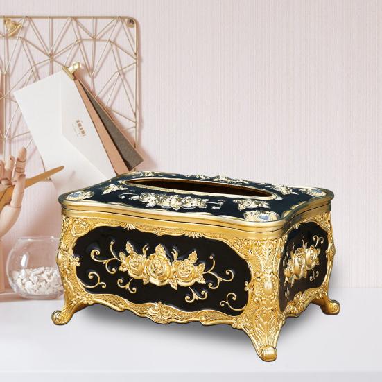 European Tissue Box Large Capacity Easy Access Tissue Box Cover Acrylic Paper Napkin Holder Luxurious Home Decoration