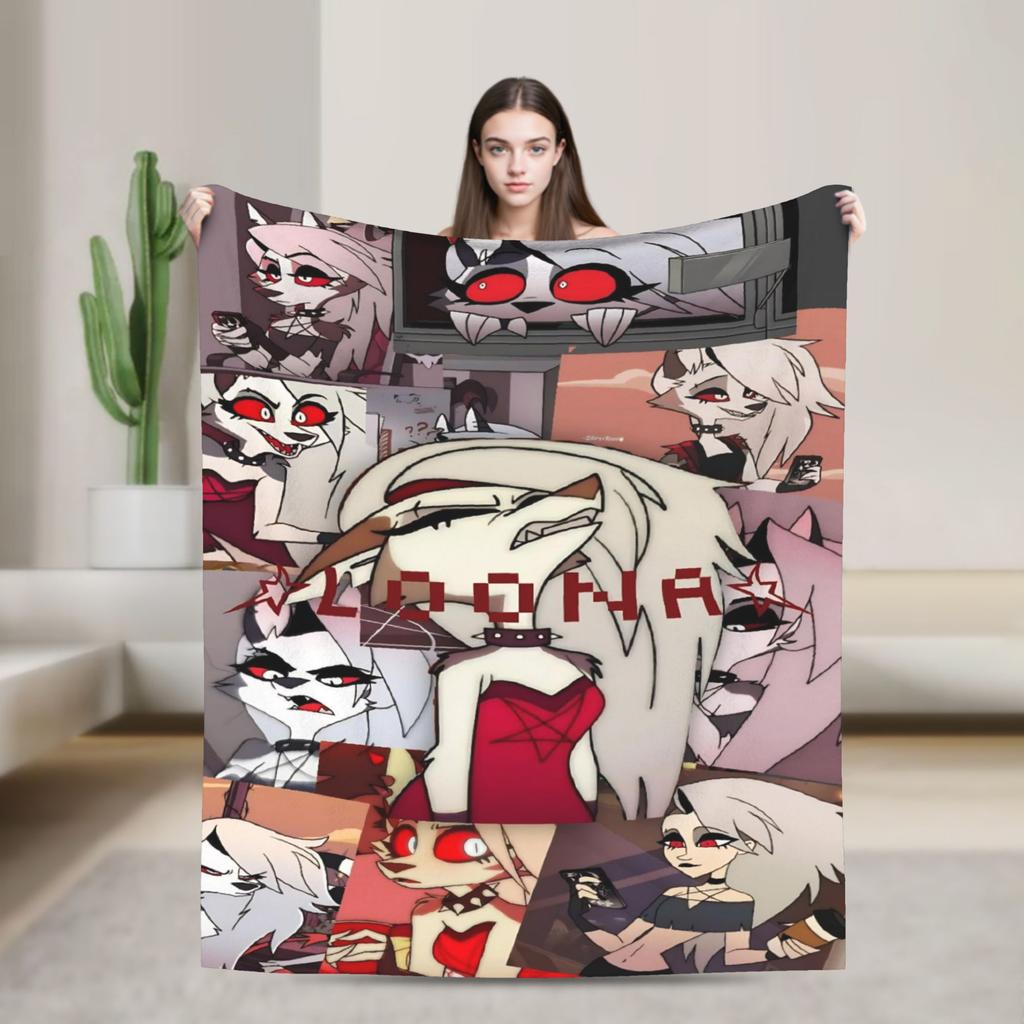 Helluva Boss Loona Flannel Blankets Autumn Super Soft Throw Blanket for Children Outdoor Fashion Bedspread Sofa Bed Cover