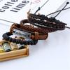 4Pcs/Set Men Fashion Adjustable Faux Leather Braided Rope Believe Letters Beaded Bracelet