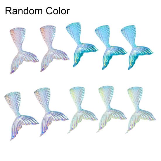 10Pcs Resin Accessories Shiny Lovely Flat Colorful Fish Tail Mini Back Ornament Tail Mermaid Charms Hairbow
