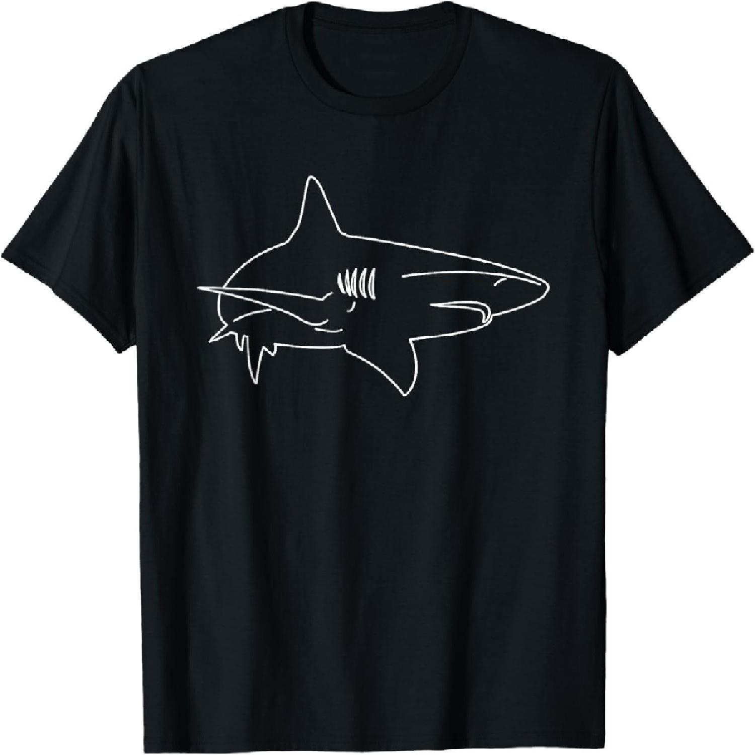 Great White Shark Ocean Predator Outline Silhouette Shark T-Shirt S