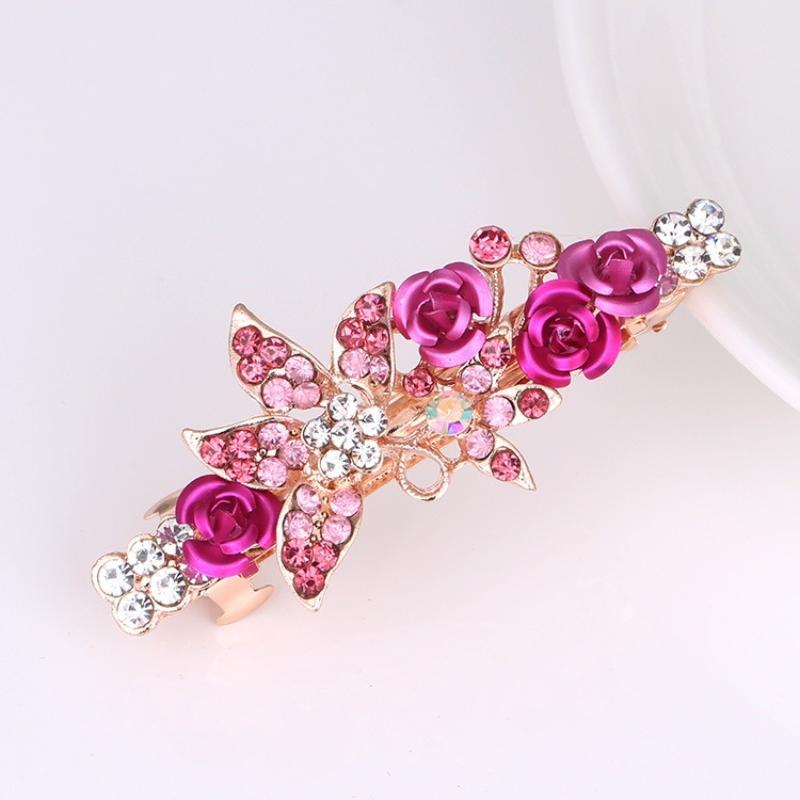 Fashionable Bow Hair Clip, Women's Pearl Flower Crystal Hairpin, Spring Clip Hair Accessory