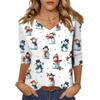 Women's Tops Three-quarter Sleeve Shirt V-neck Loose Casual Shirt Print T-shirt