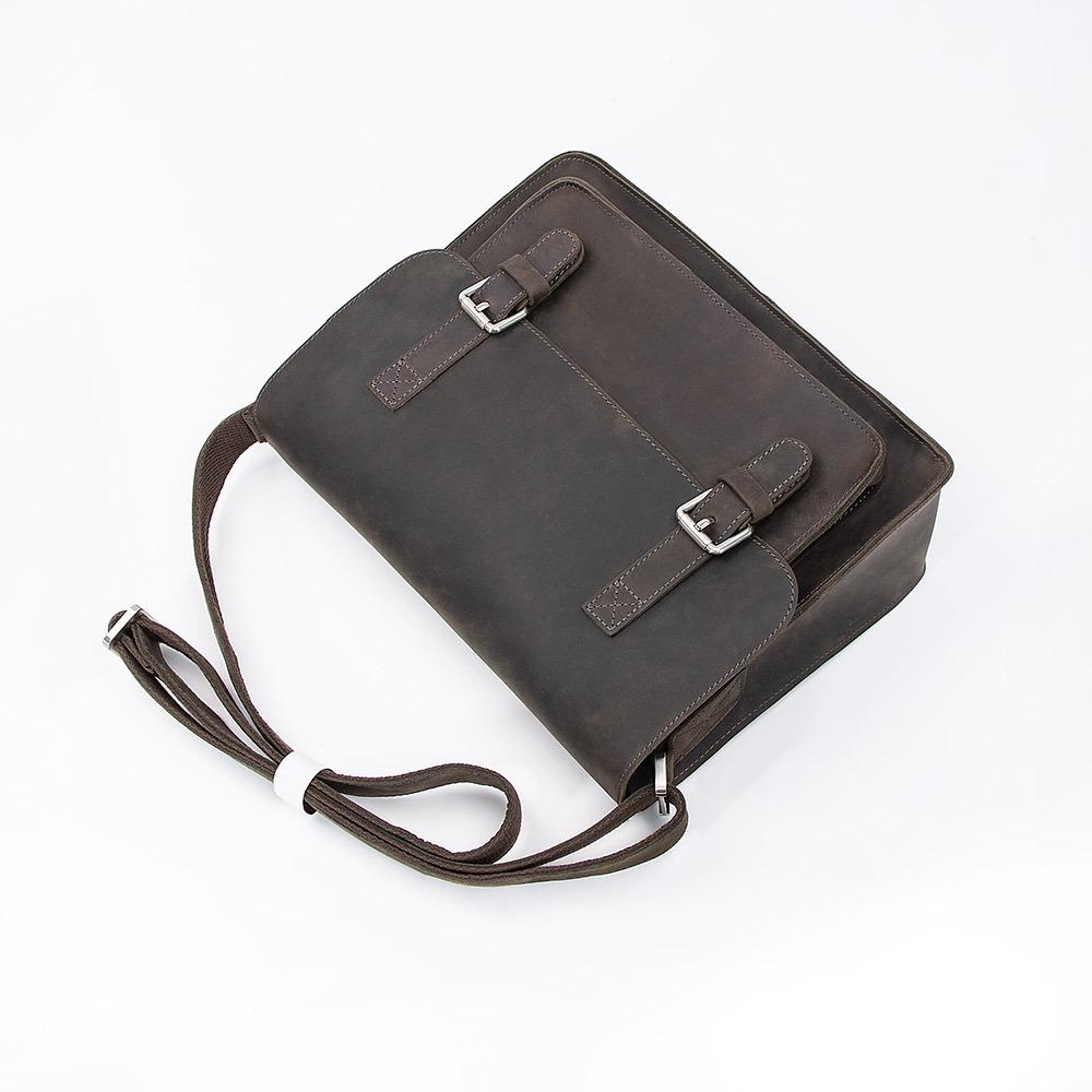 Herren Echtleder Umhängetasche, Oberste Schicht Rindsleder, Crazy Horse Leder, Lässiger Stil