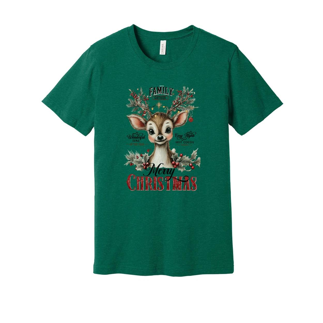 Unisex Merry Christmas Graphic T Shirt Featuring Cute Reindeer Holiday Illustrat S