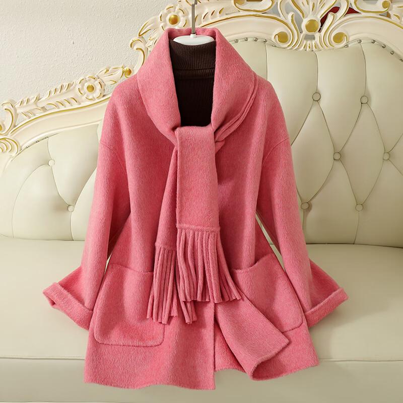 KAISER Women s Scarf Collar Camel Wool Double-Faced Coat M