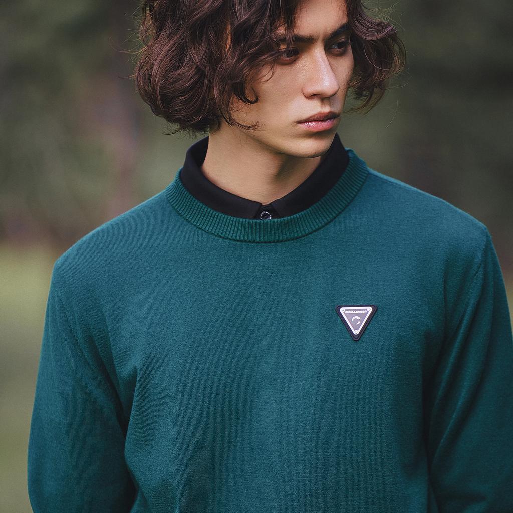 CHALLENGER Men'S Viscose Symbol Embroidery Knit Pullover Green