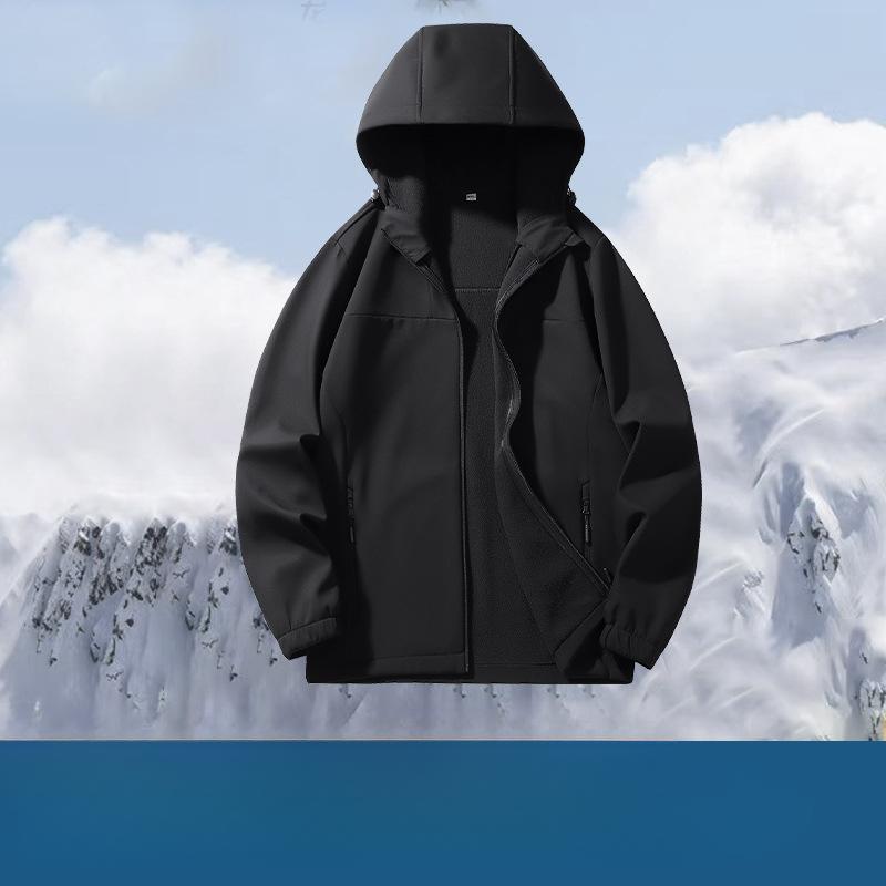 New Autumn and Winter Outdoor Soft Shell Jacket Fleece Thickened Windproof Waterproof Warm Jacket Sports Jacket Baseball Jacket
